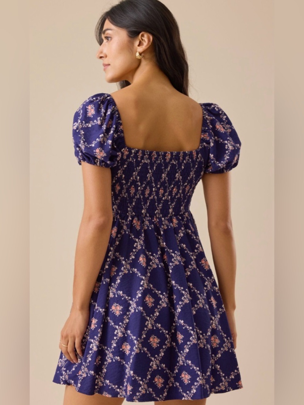 NWT [Altar'd State] Azura Mini Floral Puff Sleeve Lace Trim Dress Women’s XXS - Picture 3 of 14